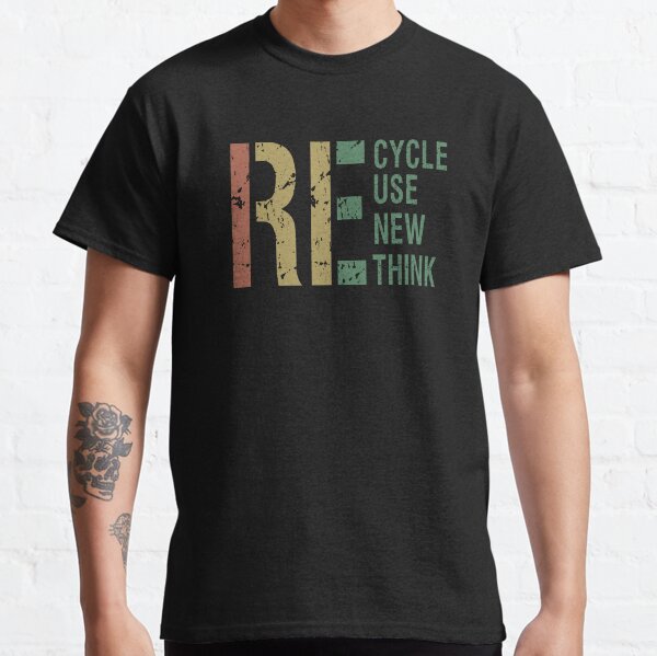 Item preview, Recycle Reuse Renew Rethink stylized in Retro colors designed and sold by SilmaTees ⭐ ⭐ ⭐ ⭐ ⭐.