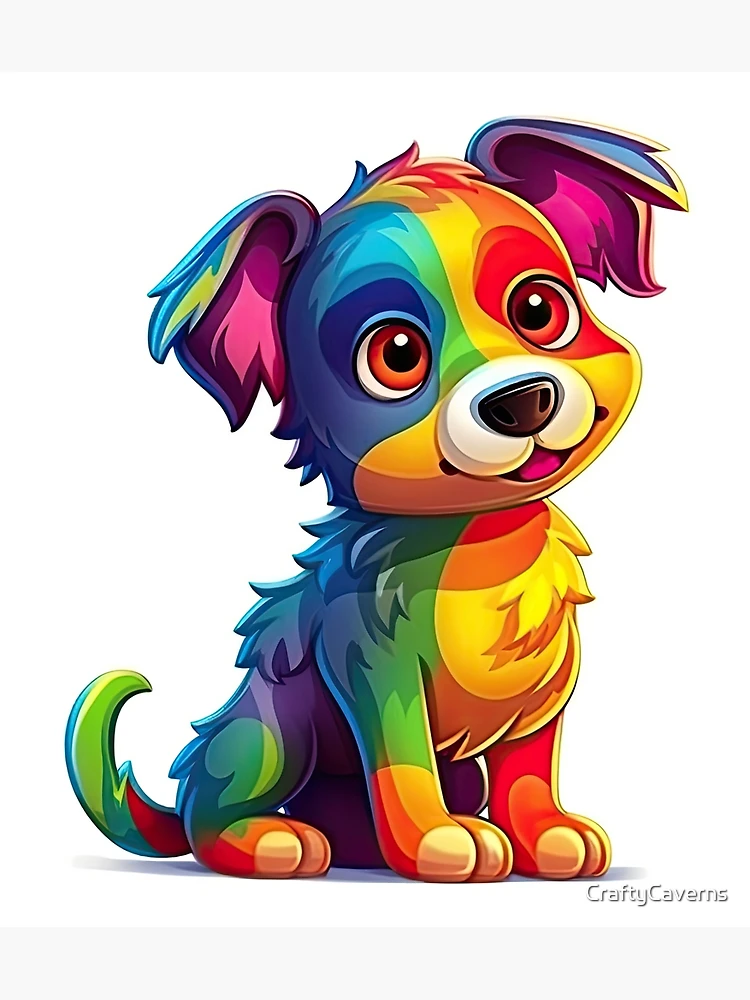 pet canvas art rainbow friends colorful design cute dog face - Blue Dog  Paintings - Sticker