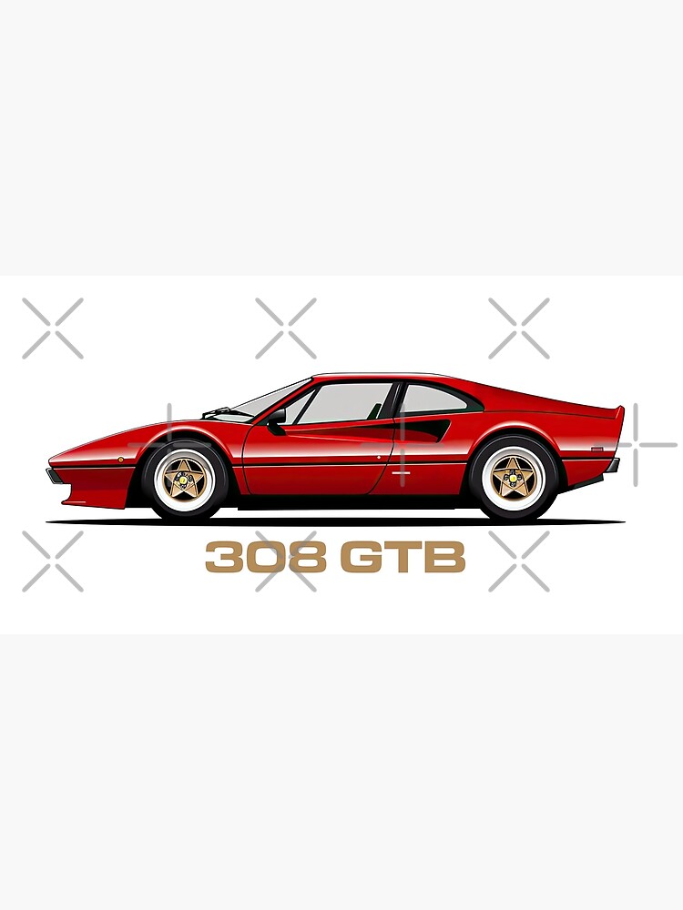 Ferrari 308 GTS/GTB Flat Illustration Poster for Sale by blackdogshop