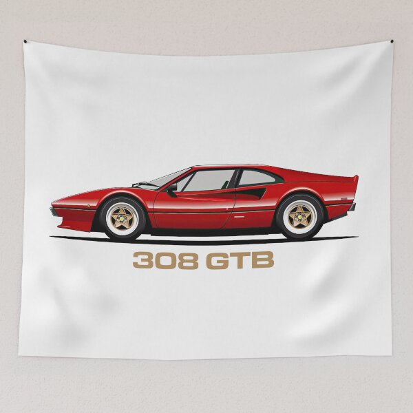 Item preview, Ferrari 308 GTS/GTB Flat Illustration designed and sold by blackdogshop.