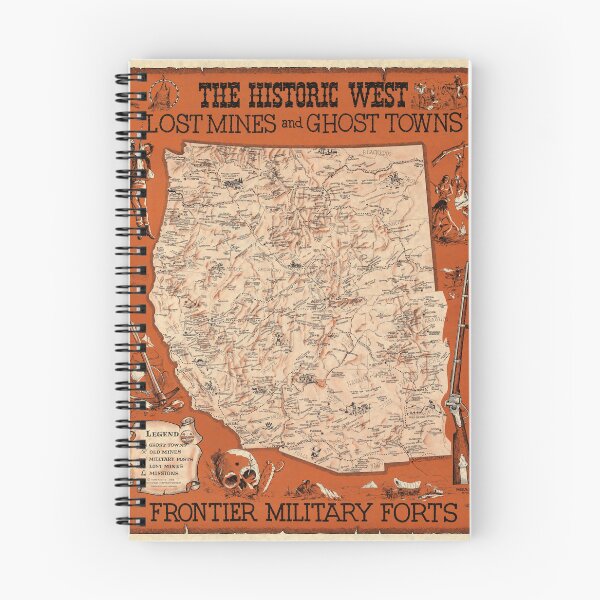 Vintage Map of the Historic West: Lost Mines and Ghost Towns