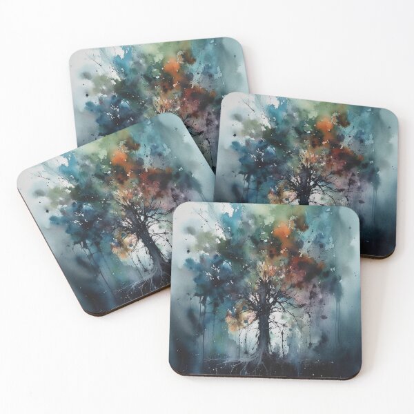 Item preview, Roots of Resilience, Watercolor Portrait of a Tree in a Style of Dark and Foreboding Colors designed and sold by stateofhuman.