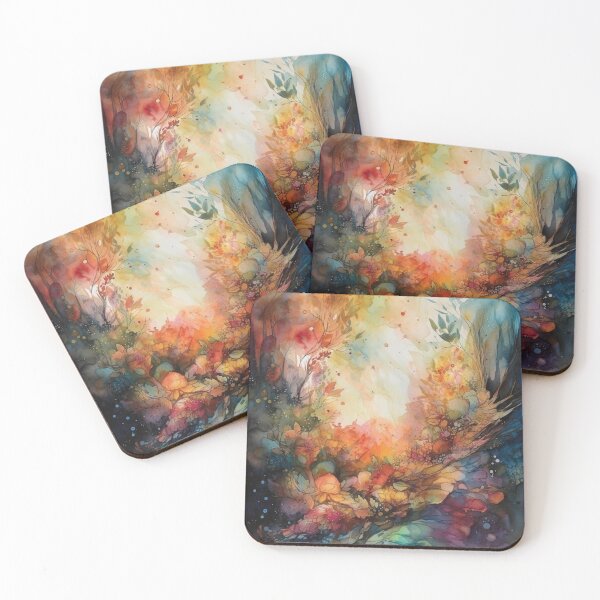 Item preview, Ethereal Passage, Watercolor Painting of Autumn Trees and Leaves with Loose and Fluid Forms designed and sold by stateofhuman.
