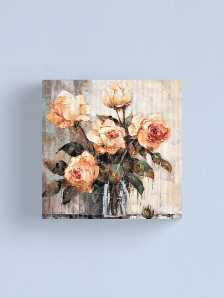 Flowers vase- Oil popular colors painting, print on canvas