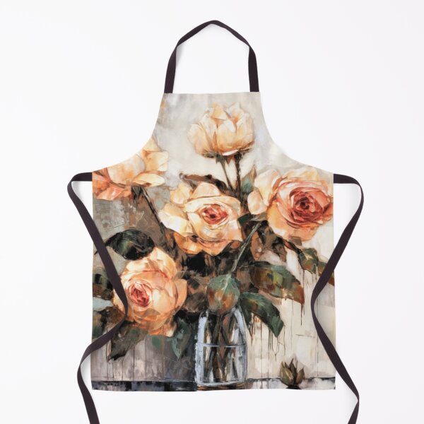 Item preview, Roses in a Vase IV Blossoms Oil Painting in Vintage Neutral Colors Art designed and sold by acrylicartp.