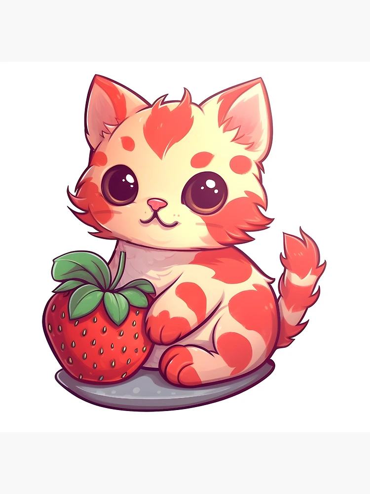 Cute Strawberry Cat | Art Board Print