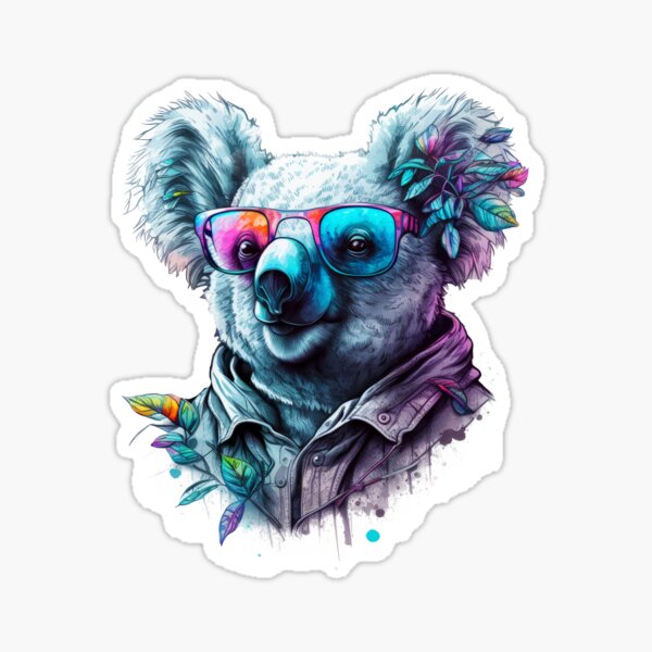 KOALA VAPORWAVE, modern art, neon colors' Sticker