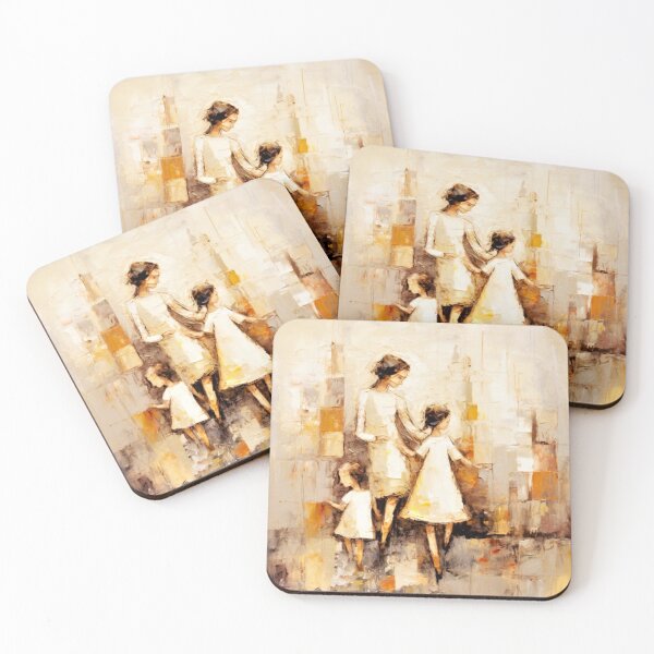 Item preview, Sisters Girls Playing Family Love  Art Kids Nursery Neutral Colors  designed and sold by acrylicartp.