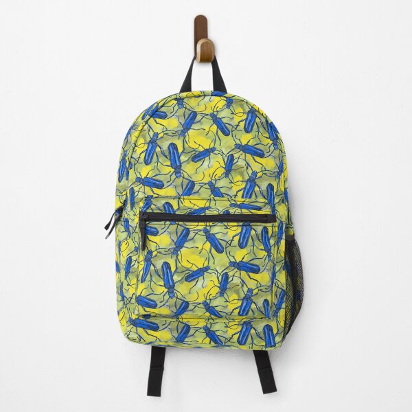 Vista previa del artículo con la obra «escarabajos de cuernos largos azul marino sobre amarillo-verde», diseñado y vendido por kobyakov.
