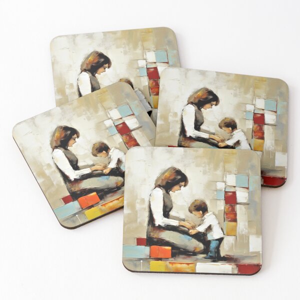 Item preview, Mother Playing With Boy I Family Love  Art Kids Nursery Neutral Colors  designed and sold by acrylicartp.