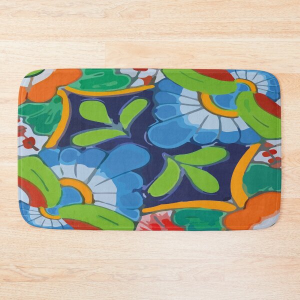 Item preview, Botanical maximalist mexican flowers talavera pottery azulejo tile designed and sold by T-Mex.