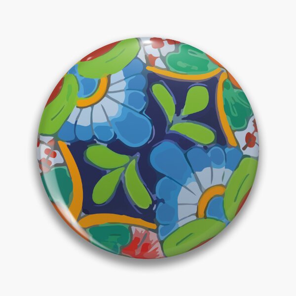 Item preview, Botanical maximalist mexican flowers talavera pottery azulejo tile designed and sold by T-Mex.