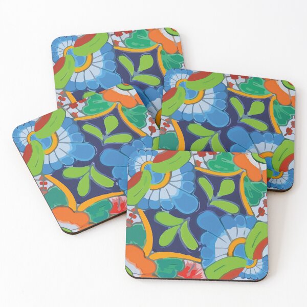 Item preview, Botanical maximalist mexican flowers talavera pottery azulejo tile designed and sold by T-Mex.