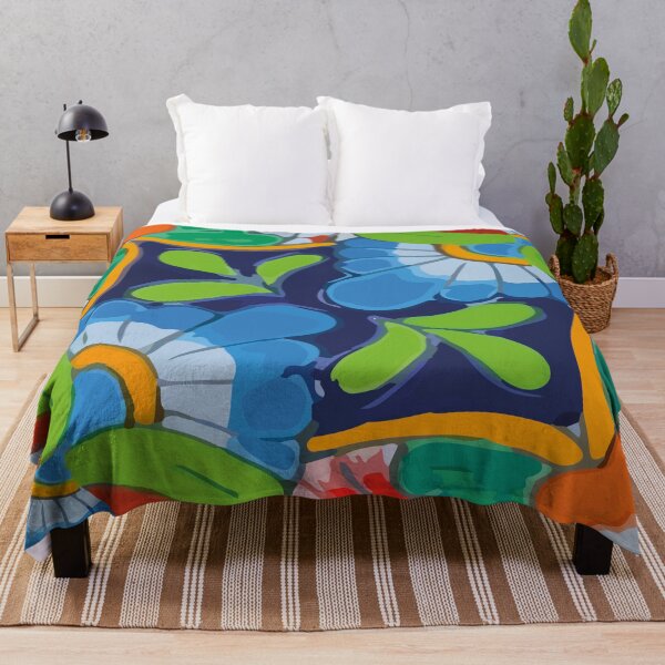 Item preview, Botanical maximalist mexican flowers talavera pottery azulejo tile designed and sold by T-Mex.