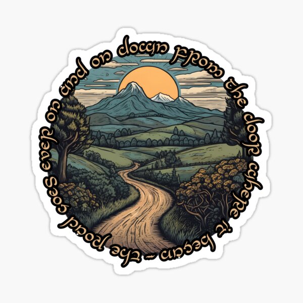 Artikel-Vorschau von Die Straße geht immer weiter, hinunter von der Tür, wo sie begann - Zitat - Winding Road - Lineart - Fantasy, designt und verkauft von Fenay Designs.