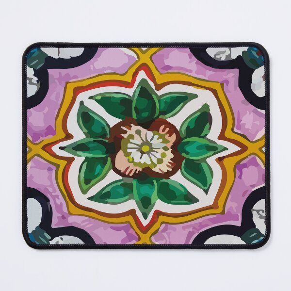 Item preview, Floral maximalist mexican talavera pottery pink azulejo tile designed and sold by T-Mex.