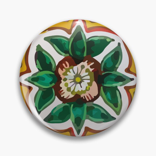 Item preview, Floral maximalist mexican talavera pottery pink azulejo tile designed and sold by T-Mex.