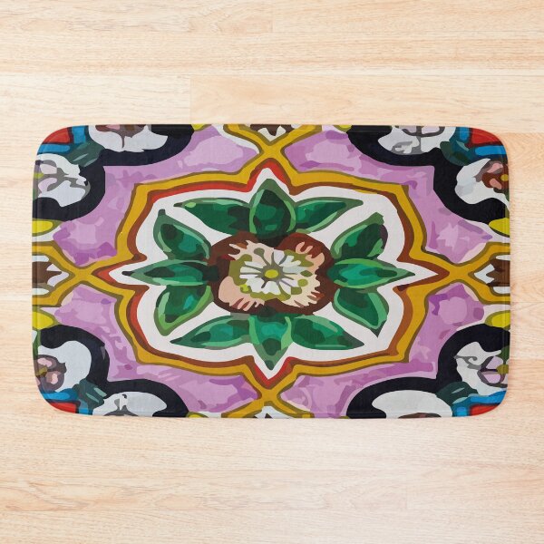 Item preview, Floral maximalist mexican talavera pottery pink azulejo tile designed and sold by T-Mex.