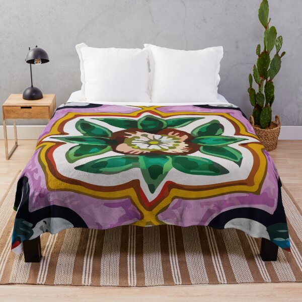 Item preview, Floral maximalist mexican talavera pottery pink azulejo tile designed and sold by T-Mex.