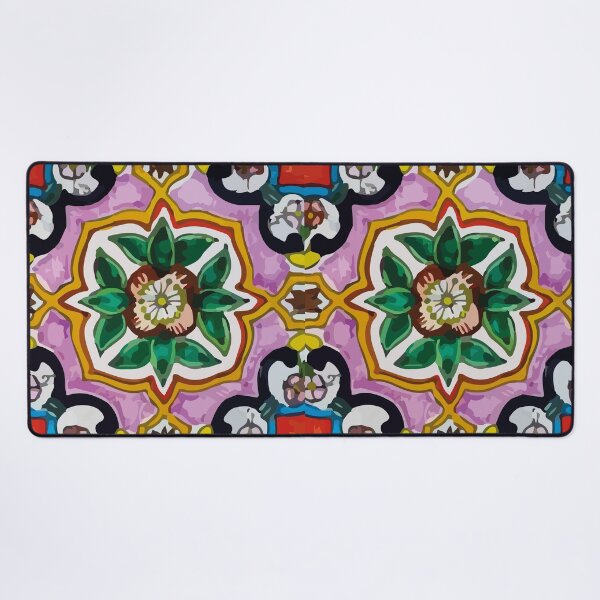 Item preview, Floral maximalist mexican talavera pottery pink azulejo tile designed and sold by T-Mex.