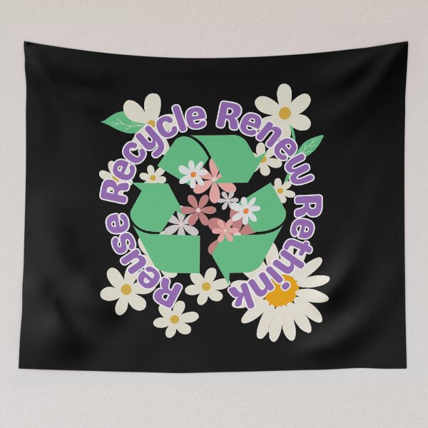 Item preview, Recycle Reuse Renew Rethink design with Recycle Arrow and Flowers symbolises Green Planet designed and sold by Ching Teoh.