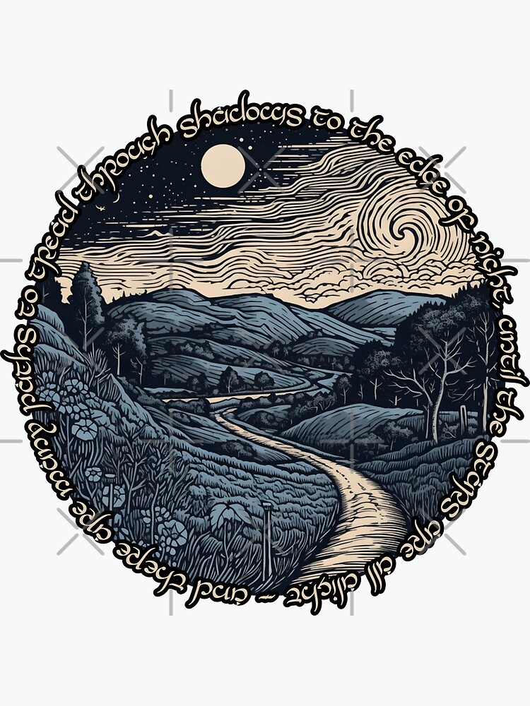 "And there are many paths to tread Quote Winding Road Lineart