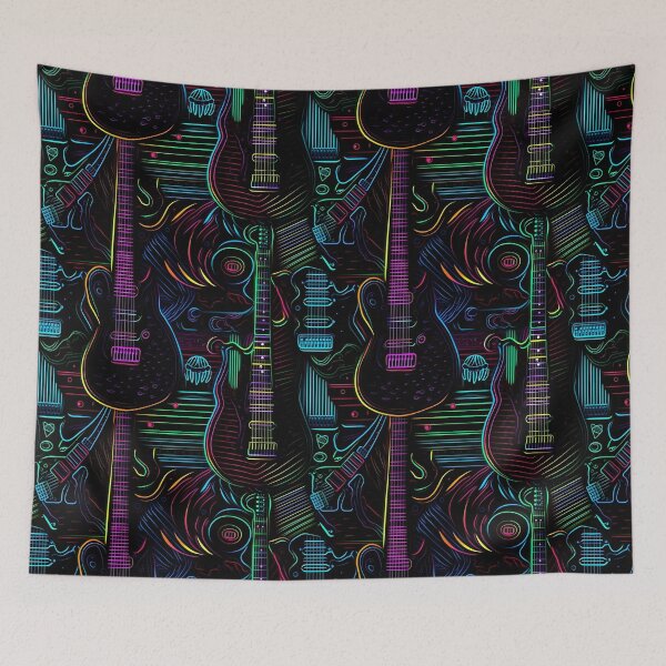 Item preview, Neon guitars pattern designed and sold by Alex Seiti Hamada.