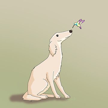 Artwork thumbnail, Long Nose Buddies - Borzoi Dog with Hummingbird by RhondaLuluArt