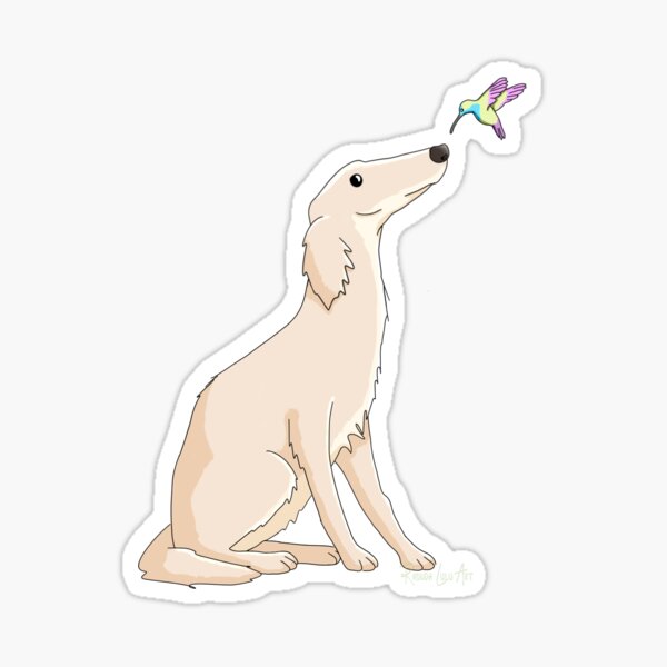 Long Nose Buddies - Borzoi Dog with Hummingbird Sticker