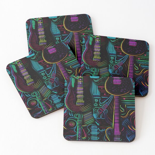 Item preview, Neon guitars pattern designed and sold by Alex Seiti Hamada.