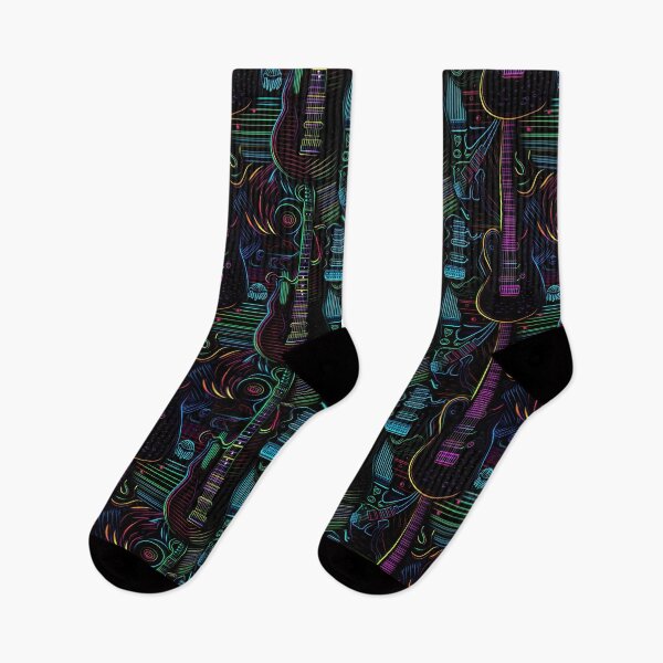 Item preview, Neon guitars pattern designed and sold by Alex Seiti Hamada.