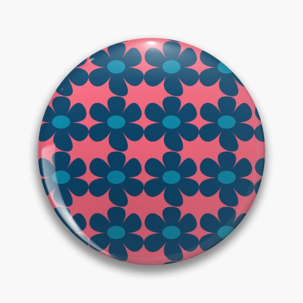 Item preview, Scandi style retro flowers - coral and steel blue designed and sold by BlackDogArtists.