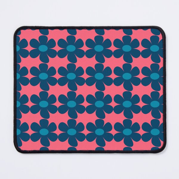 Item preview, Scandi style retro flowers - coral and steel blue designed and sold by BlackDogArtists.