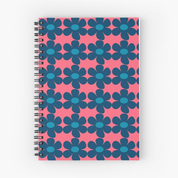 Item preview, Scandi style retro flowers - coral and steel blue designed and sold by BlackDogArtists.