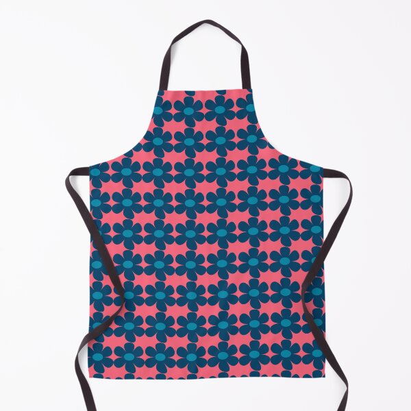 Item preview, Scandi style retro flowers - coral and steel blue designed and sold by BlackDogArtists.