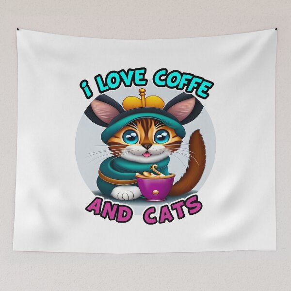 Item preview, I love coffee and cats designed and sold by BitplaneDesigns.