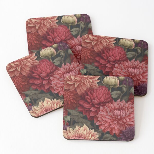 Item preview, Dahlia Pattern with Red and Pink designed and sold by Fragile Prints.
