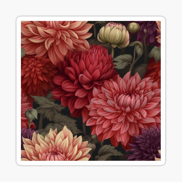 Item preview, Dahlia Pattern with Red and Pink designed and sold by Fragile Prints.
