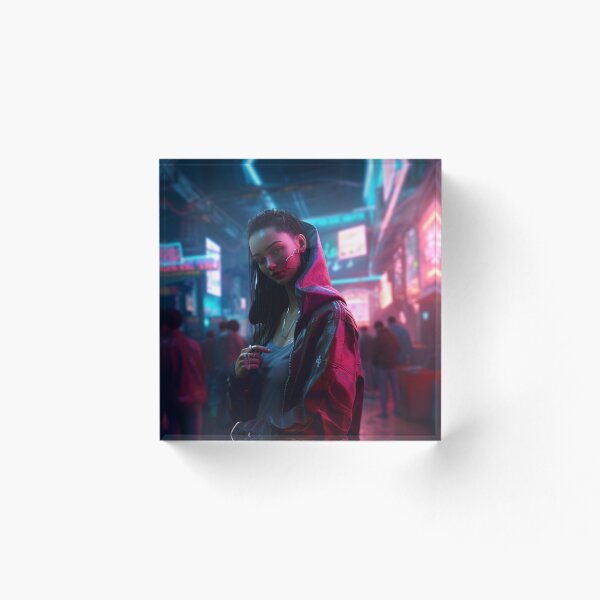 Item preview, Neon Nights: A Cyberpunk Stroll in the Red Light District designed and sold by ZDP-ART.