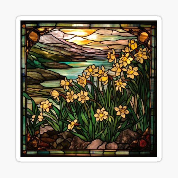 Item preview, Stained Glass Spring Daffodils designed and sold by Matt's Artificial Nature.