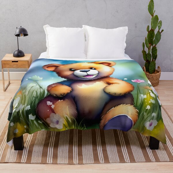 Item preview, Teddy bear in a field of flowers - a scene of natural beauty and serenity by TUMBAJULCA designed and sold by TUMBAJULCA.