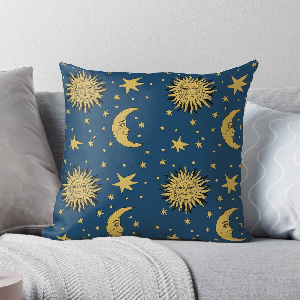 CRESCENT CUSHION Gothic pillowcase with moon and stars