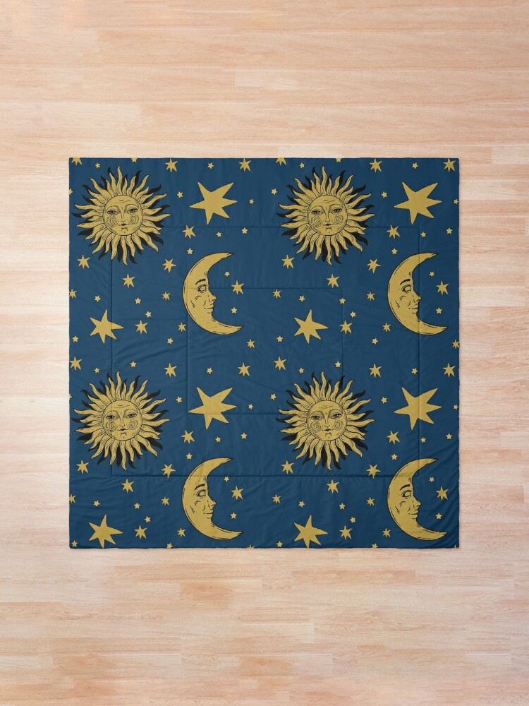 90s Whimsi goth Celestial Sun And Moon Pattern Comforter