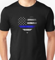 DÜNNES BLAUES LINIE-HERZ Unisex T-Shirt