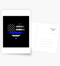 DÜNNES BLAUES LINIE-HERZ Postkarten