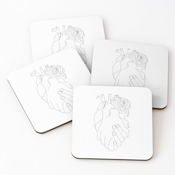 Item preview, Holding Hands Anatomical Heart Line Drawing designed and sold by Olivia Ossege.