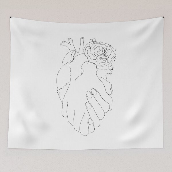 Item preview, Holding Hands Anatomical Heart Line Drawing designed and sold by Olivia Ossege.
