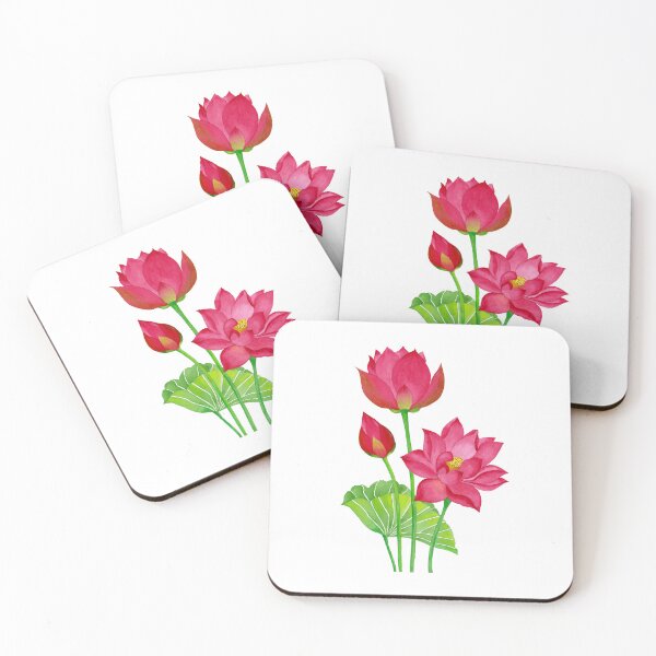 Item preview, Watercolor Pink Red Lotus Water Lily Blooms designed and sold by artichromadsgns.