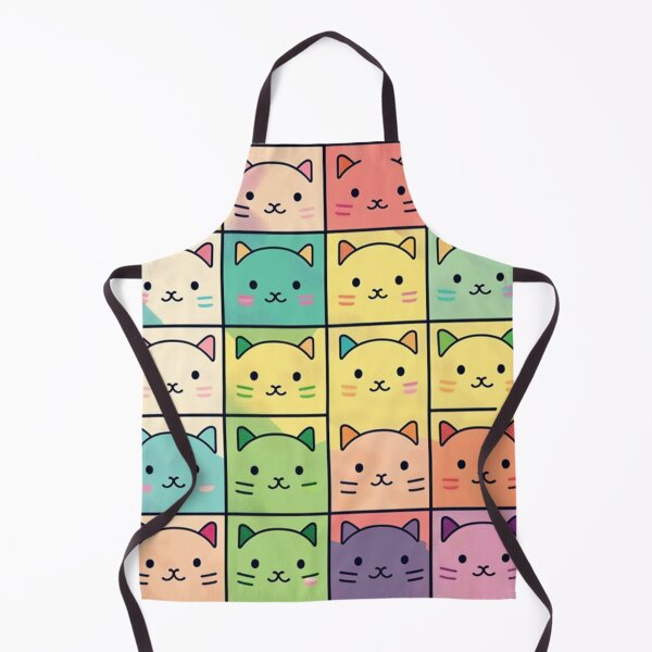 Item preview, Colorful Checker Pattern with cute Kawaii cats designed and sold by zoldi.