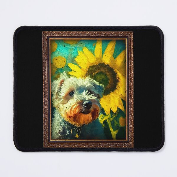 Item preview, Schnoodle Sunflower Painting Adorable Dog designed and sold by rafaeltto.